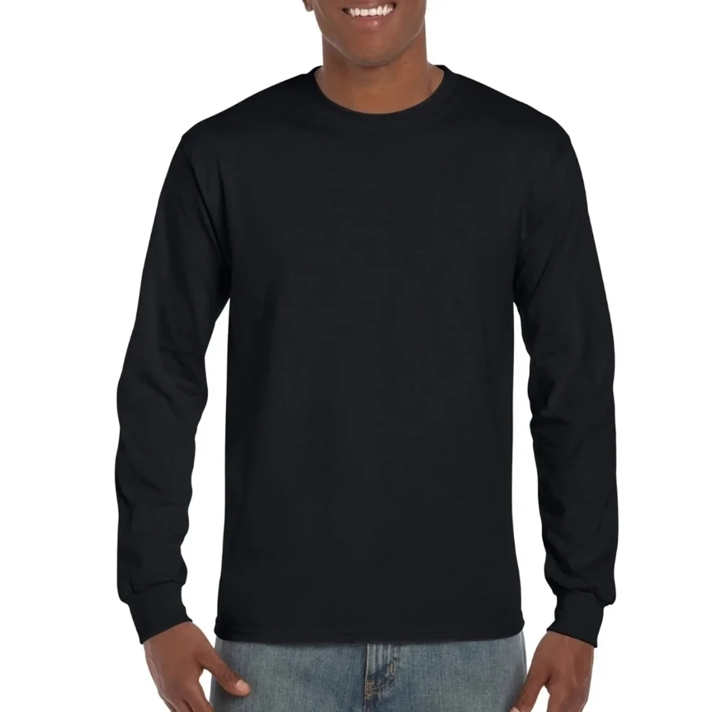 Gildan Adult Ultra Cotton Long Sleeve T-Shirt G2400 Black (4 Pack) LARGE ONLY